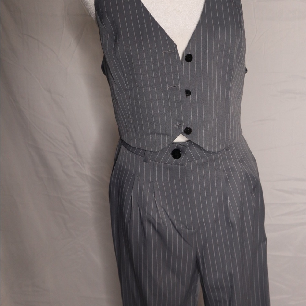 Gray Pinstripe Women's Jumpsuit